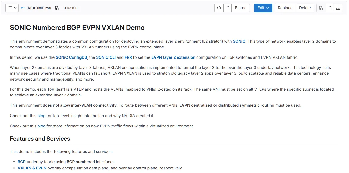 sample page of documentation hosted in GitLab