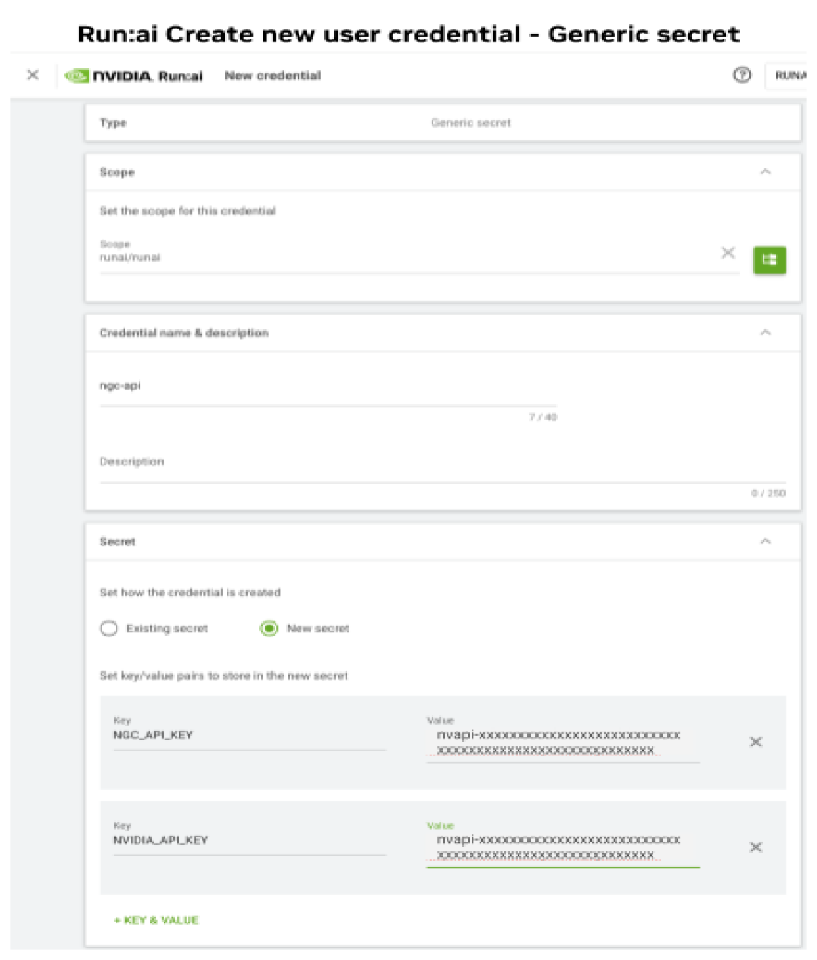 Create a Run:ai generic secret in the UI