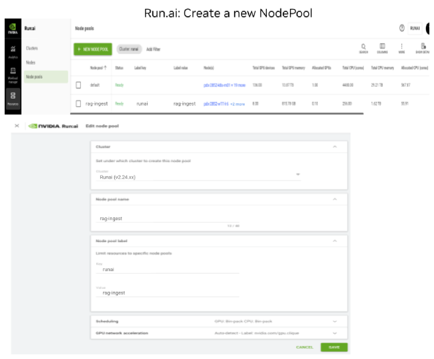 Create a Run:ai NodePool in the UI
