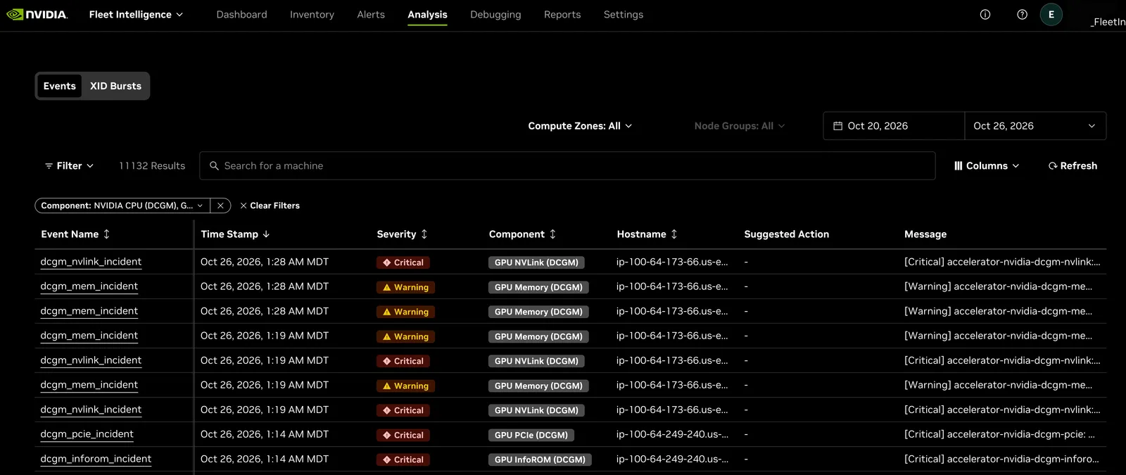 Events tab.