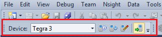 nsight tegra device toolbar