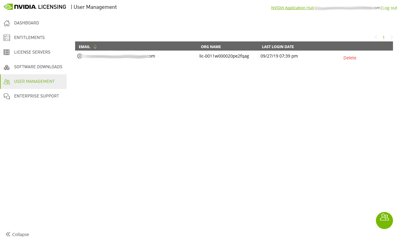 Screen capture showing the USER MANAGEMENT page