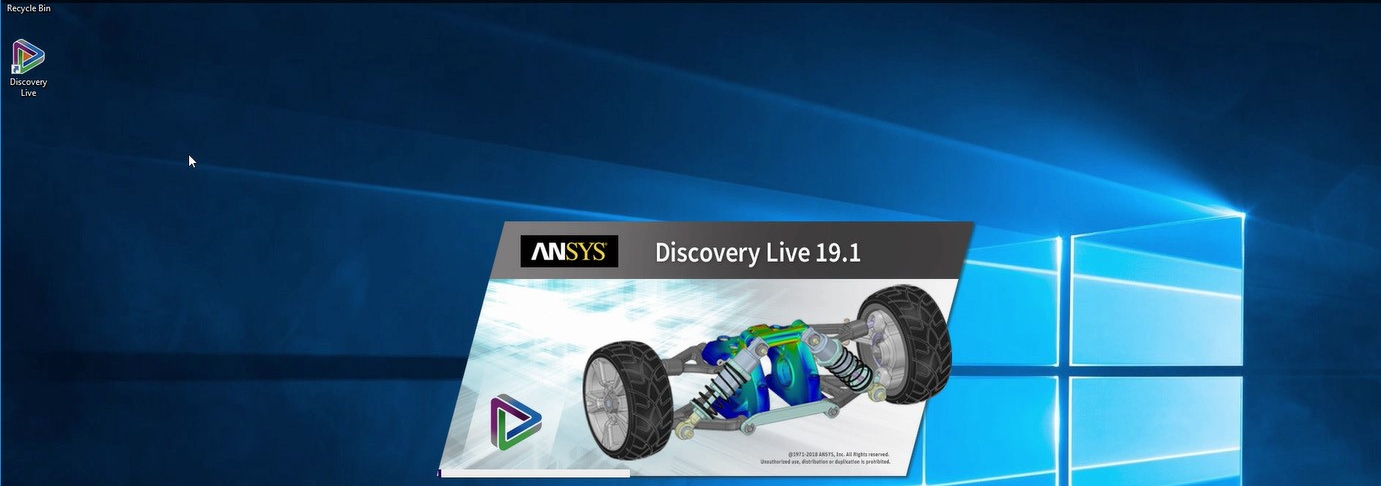 Screen capture showing the Ansys Discovery Live splash screen