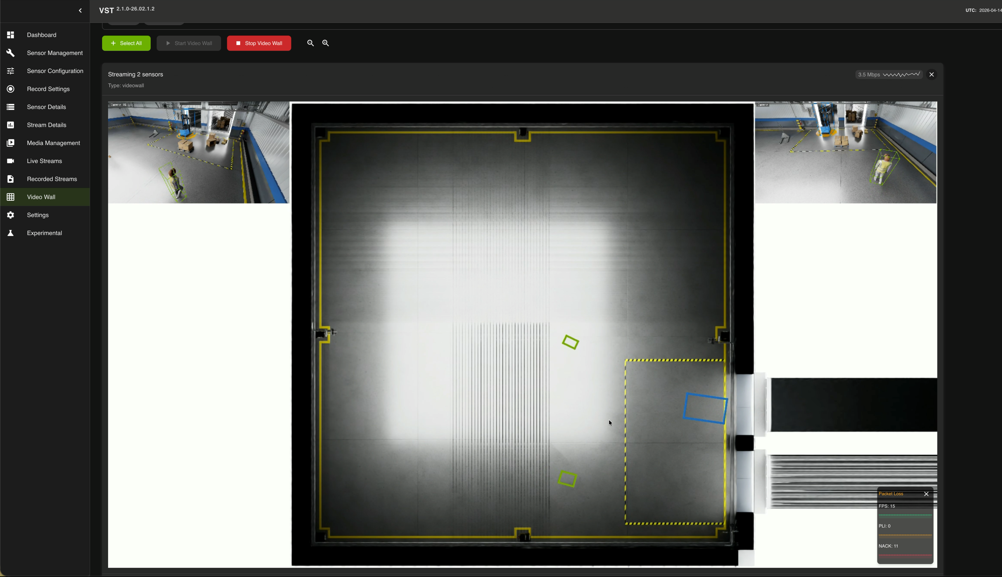 VST Video Wall with Floor Plan and 3D BEV detections