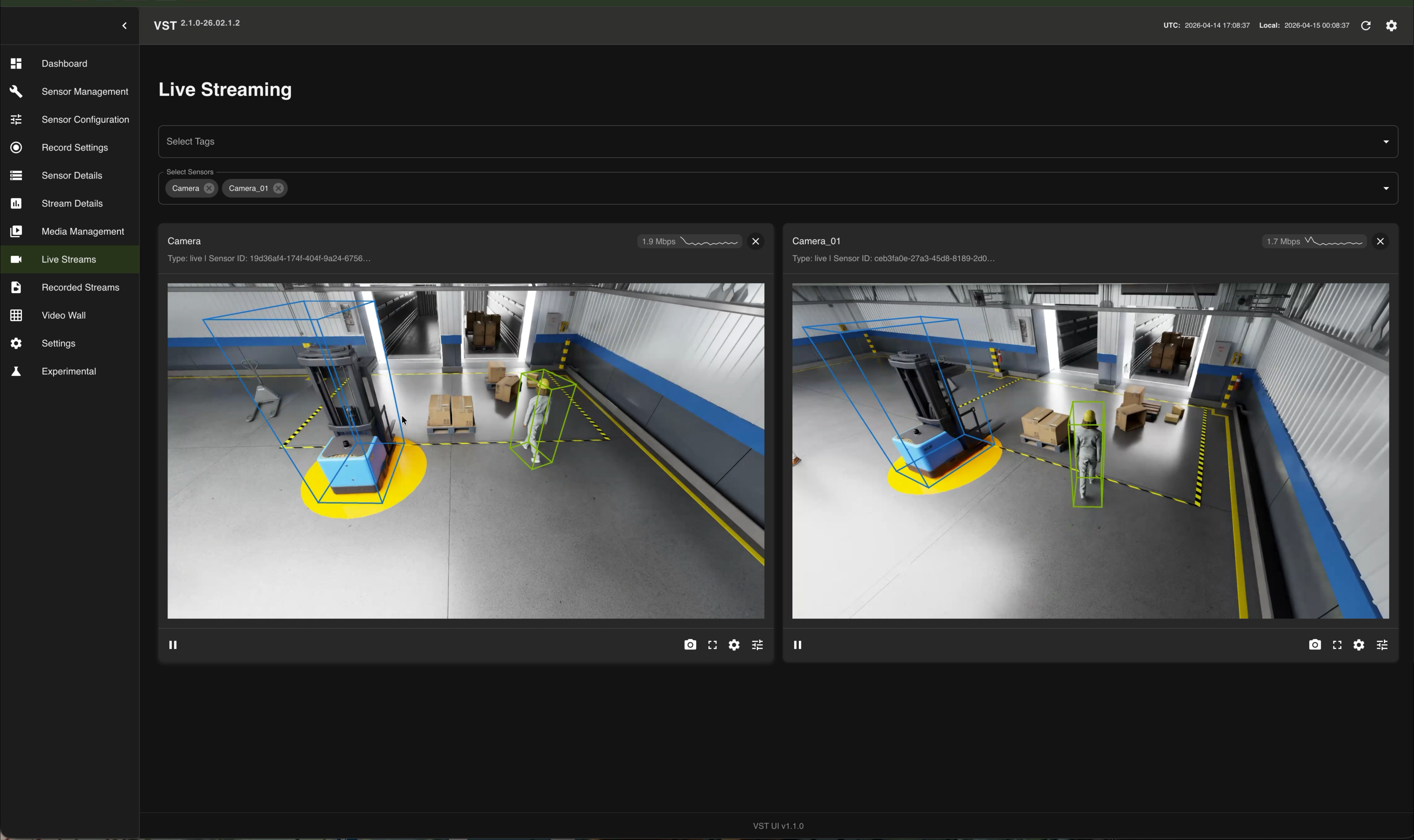 VST Live Streams with 3D BEV detection overlays