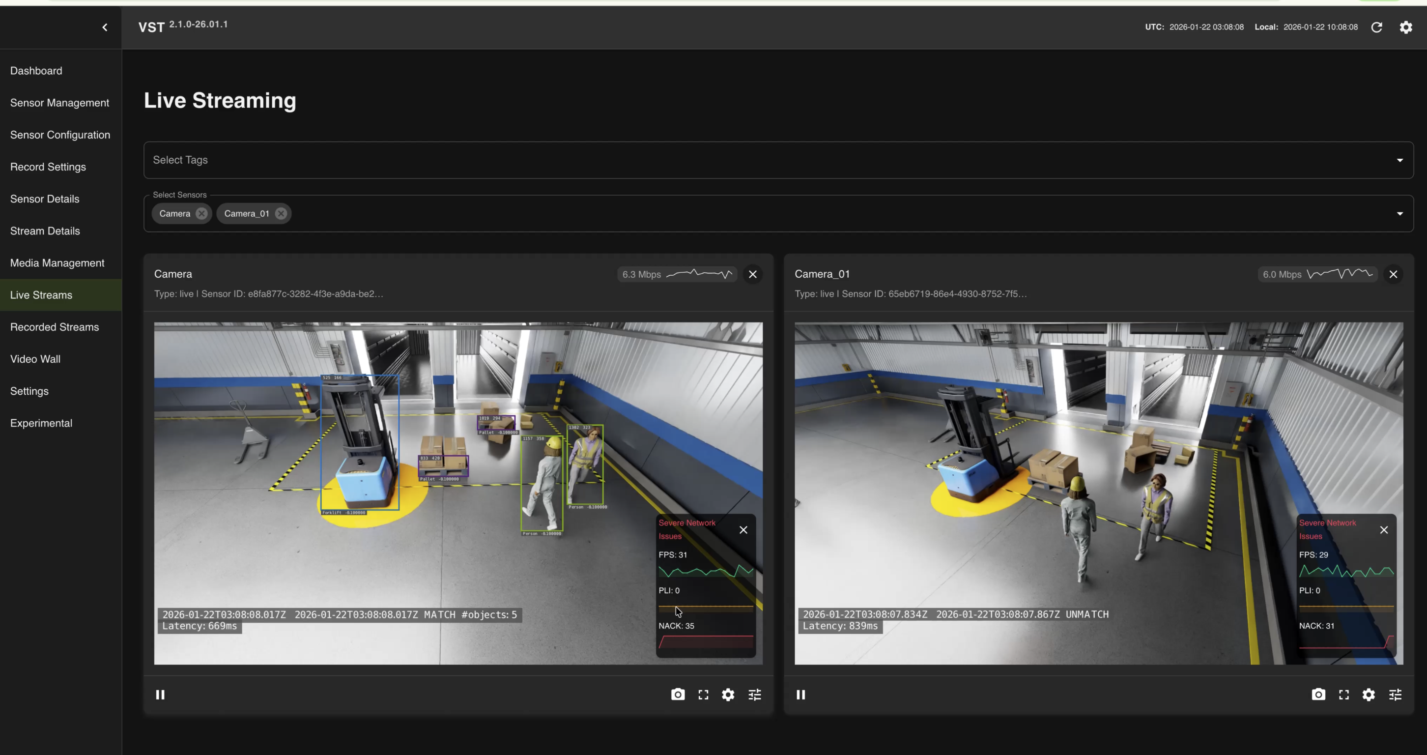 Camera stream view in VST