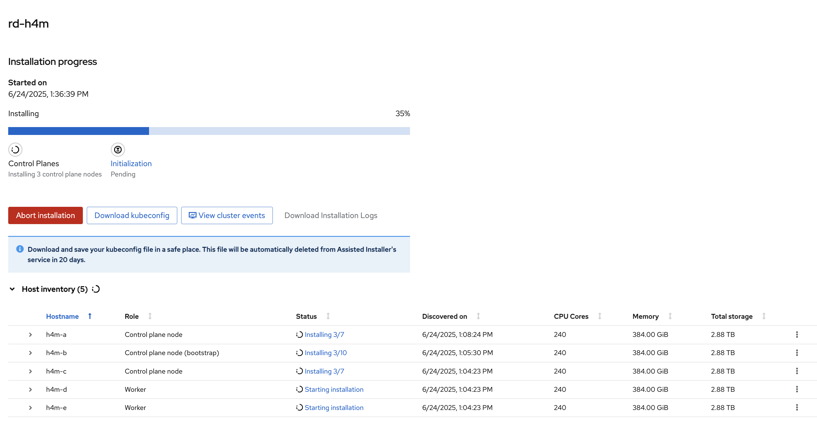 picture of cluster details
