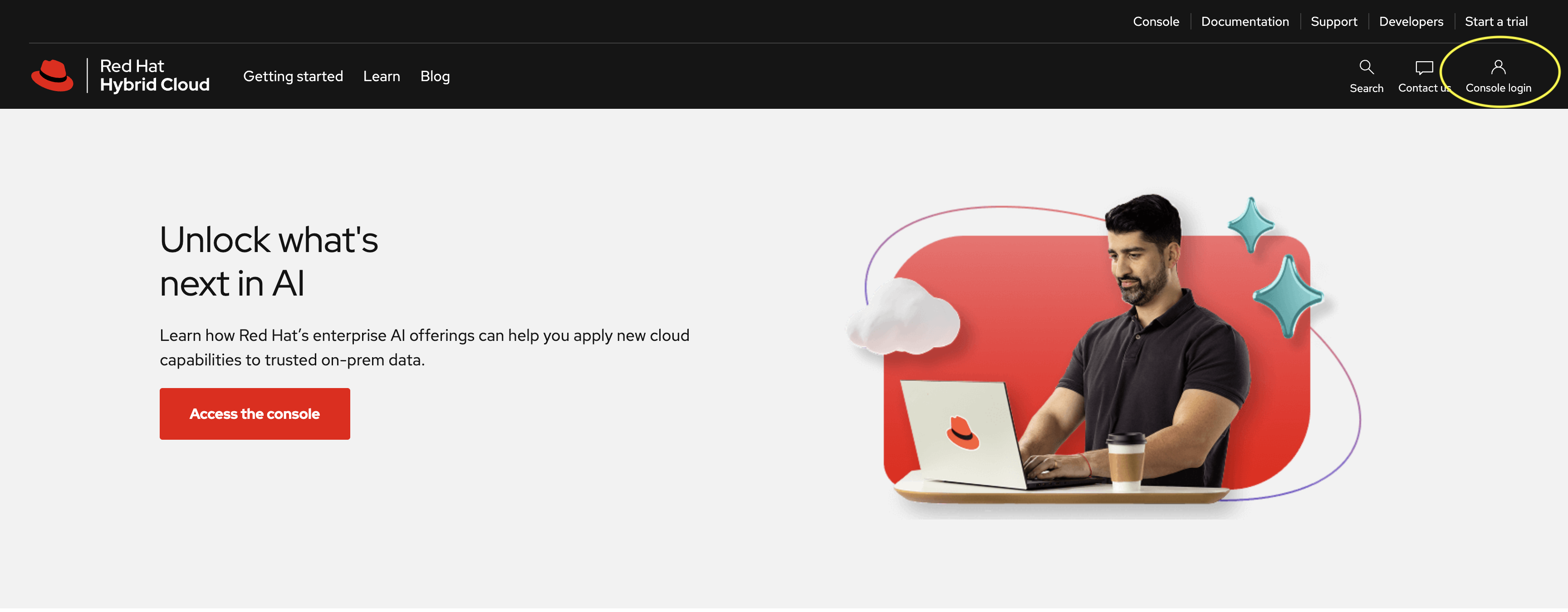 picture of the Red Hat Cloud website