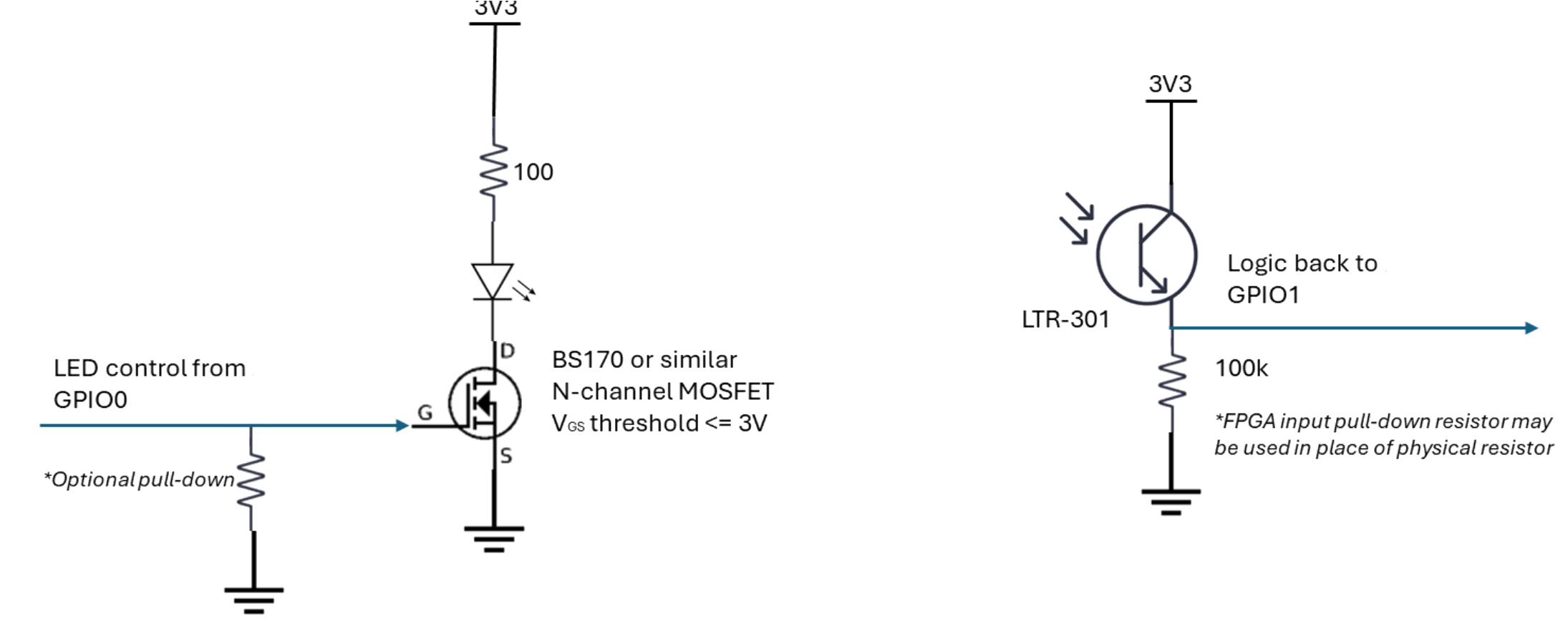 LED and Photodetector Schematic