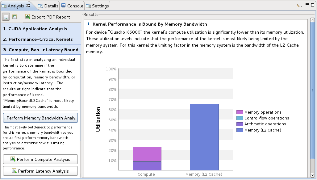 Analysis View is used to control application analysis and to display the analysis results.