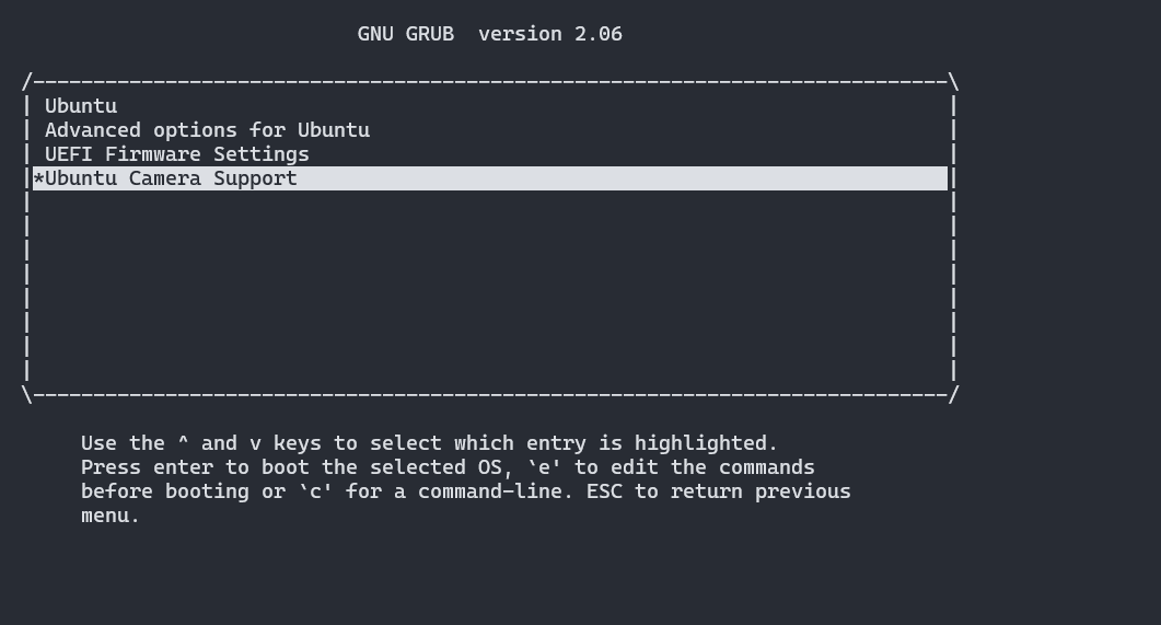 GNU GRUB boot menu