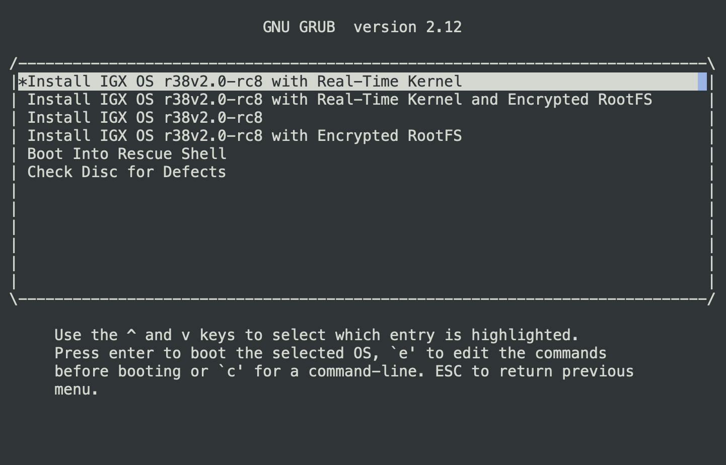 GRUB - Install IGX OS