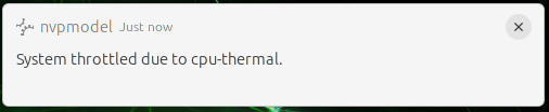 "System throttled due to cpu-thermal" notification