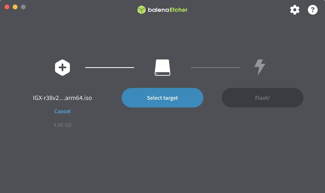 Use BalenaEtcher to create a BaseOS installer