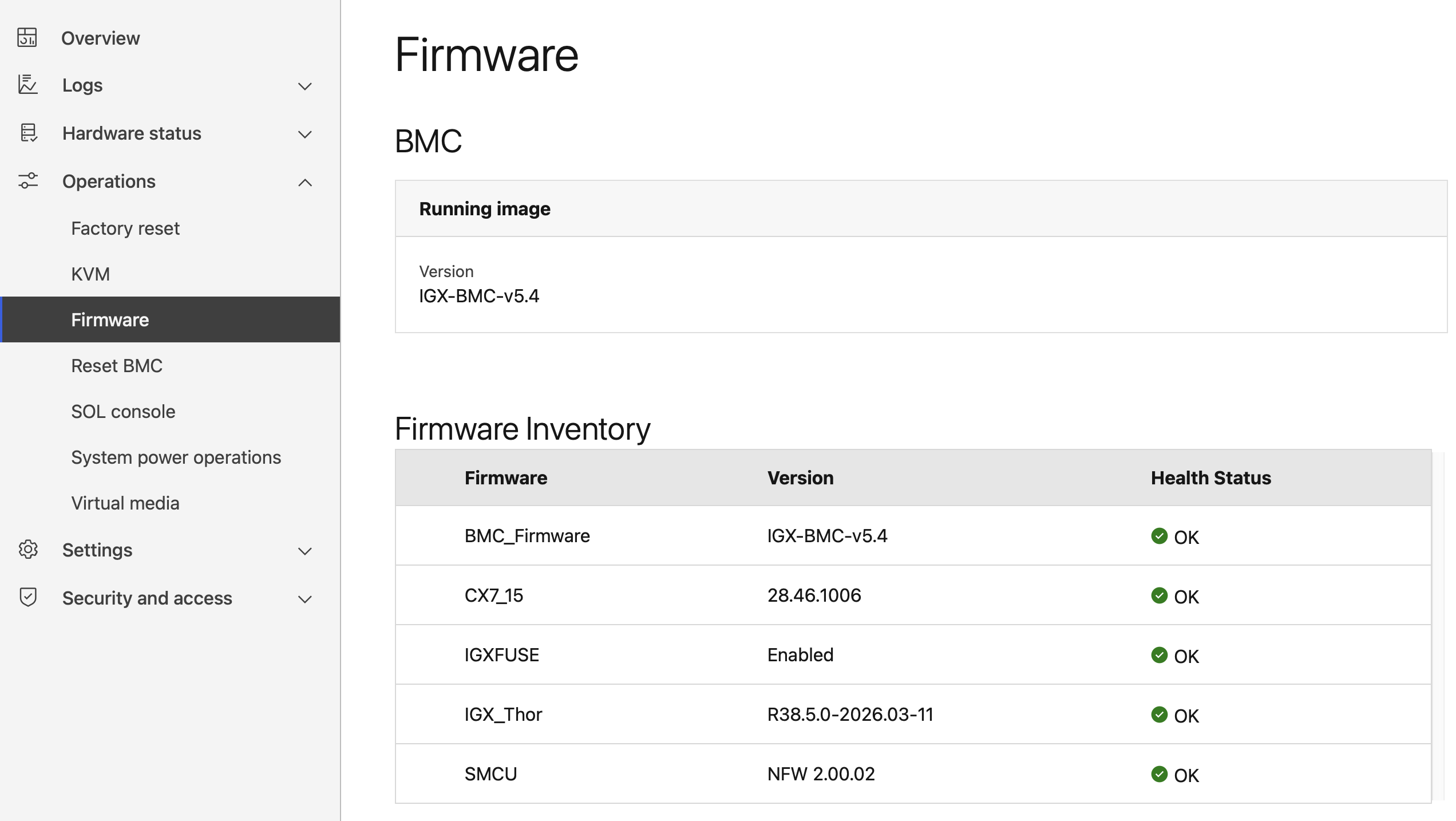 BMC WebUI Firmware page