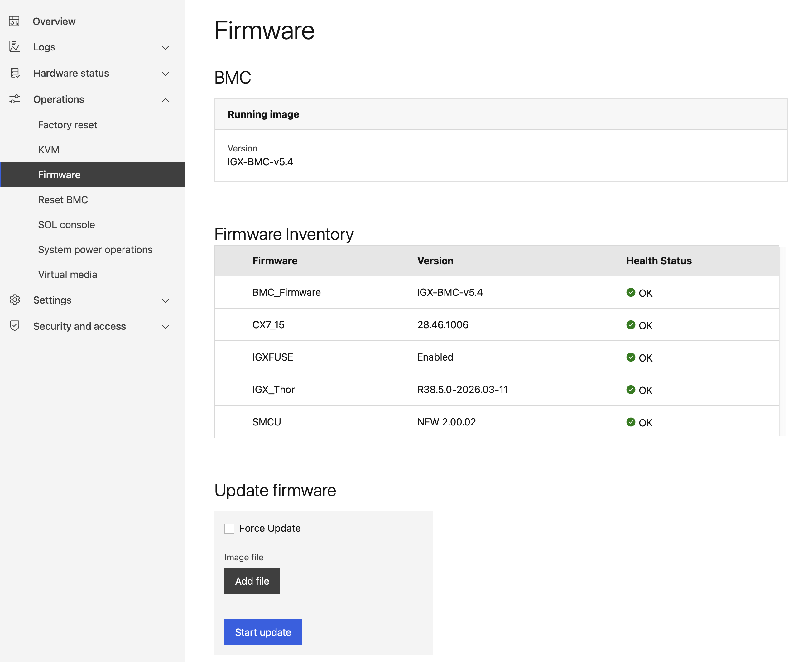 BMC Firmware update interface