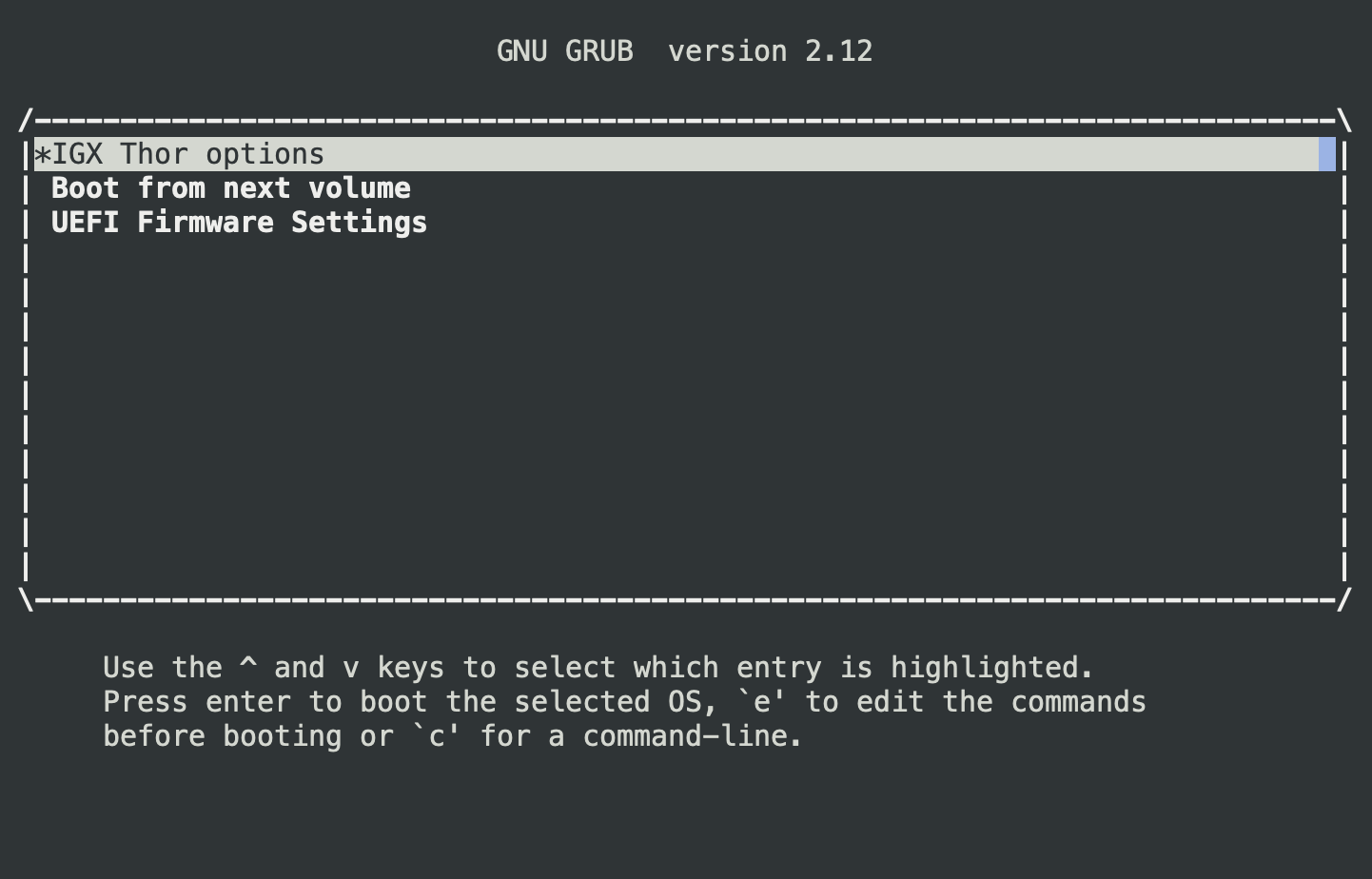 GRUB - IGX Thor options