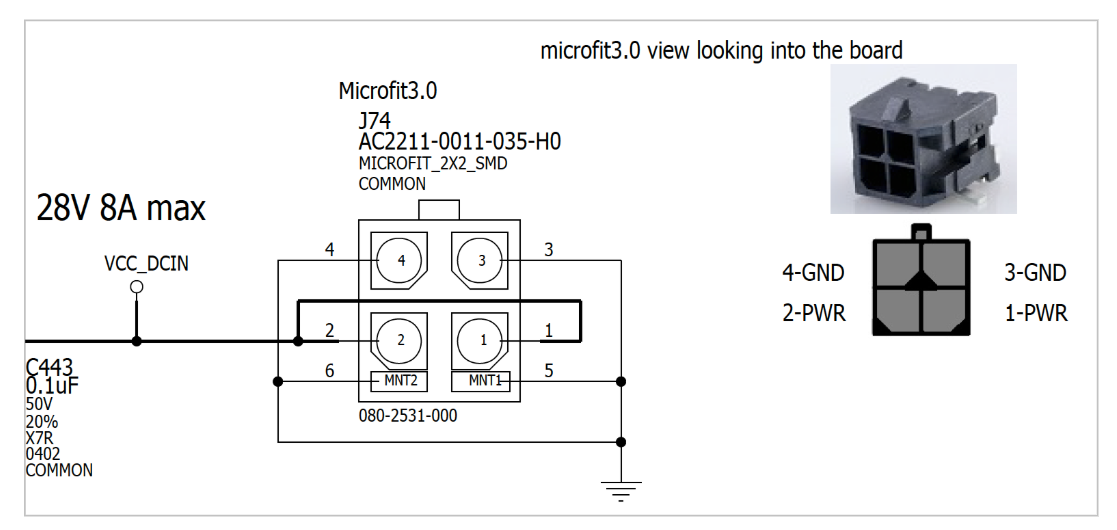 Thor Mini Developer Kit Micro-fit Power Connector