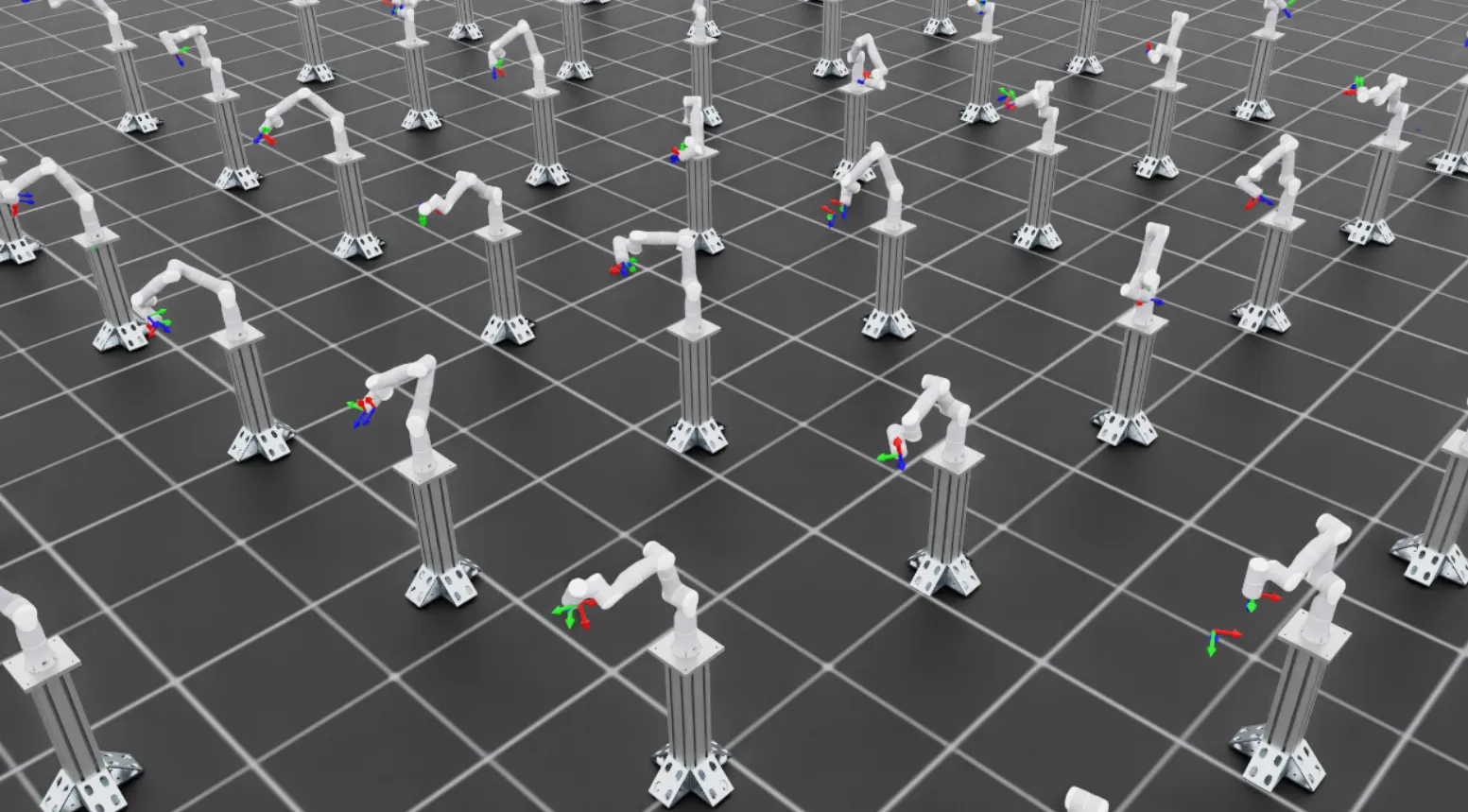 Reach policy training visualization in Isaac Lab