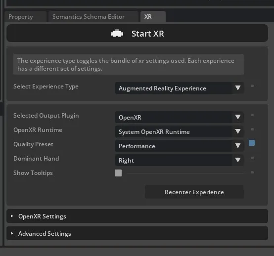 Isaac Sim UI: XR Panel