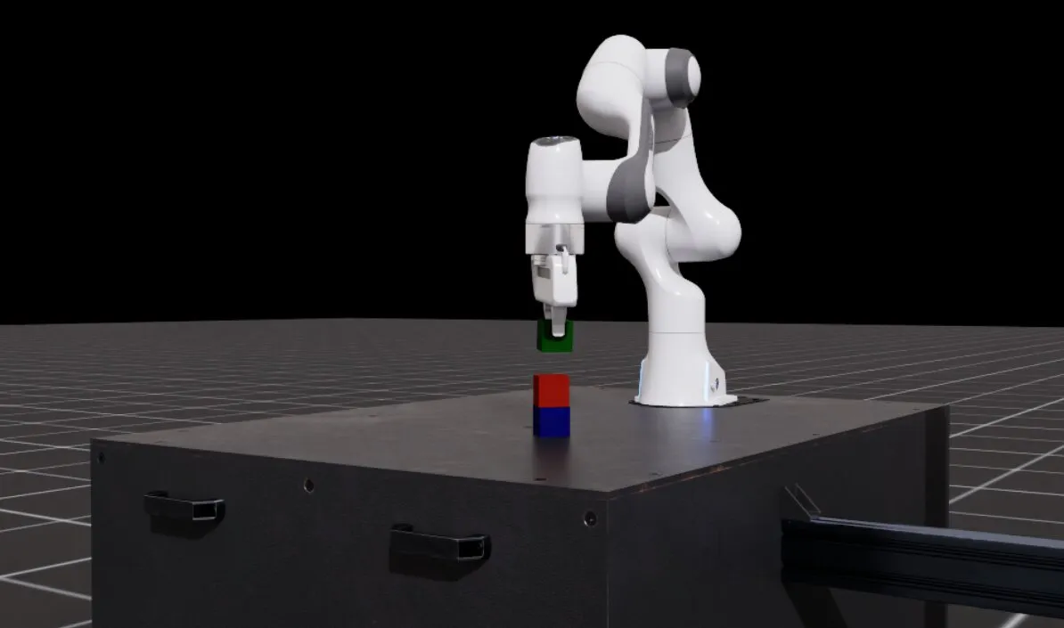 Franka robot performing a stacking task