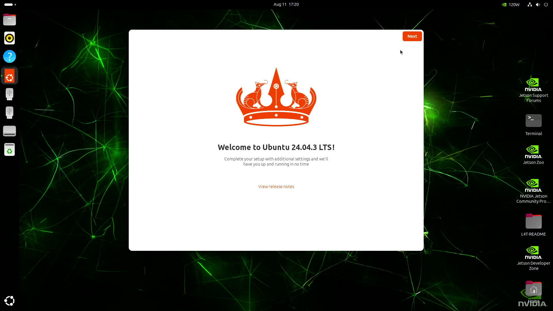 Ubuntu welcome screen