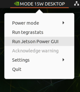 The run Jetson Power GUI submenu