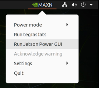 The run Jetson Power GUI submenu