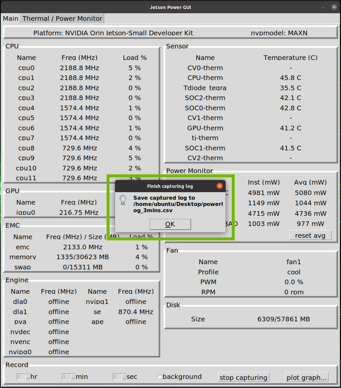 A message box will be prompted to notify the user the capturing process finished