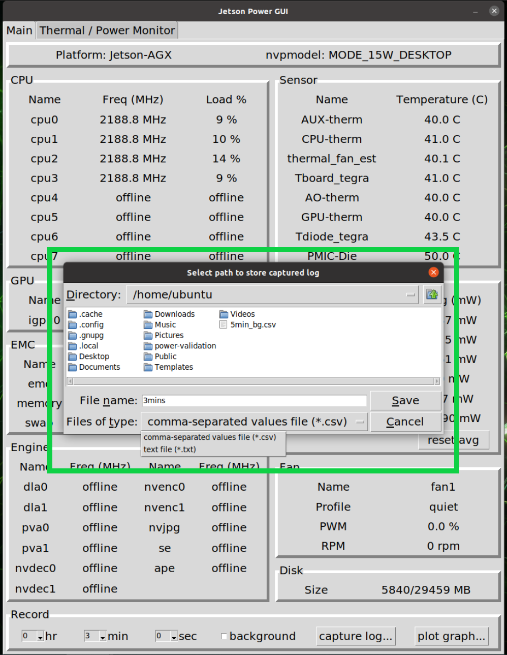 Select the path to save the captured log