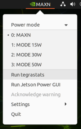 The run tegrastats submenu