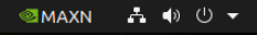 Closeup of the right side of the Ubuntu desktop's top bar, showing the NVIDIA icon followed by "MAXN" and four other icons.
