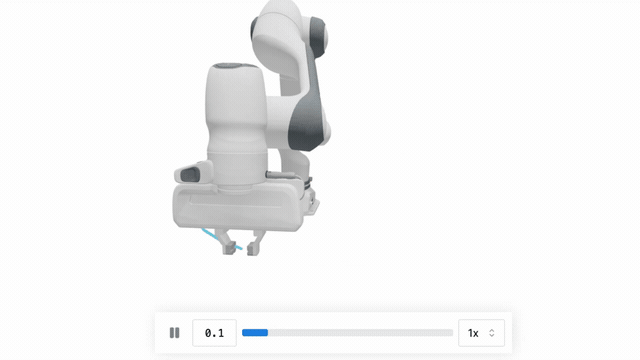 Franka robot arm tracing a path and manipulating a cable in Newton simulation