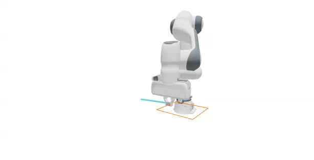 A Franka arm tracking a rectangular path with its end effector in the Newton viewer