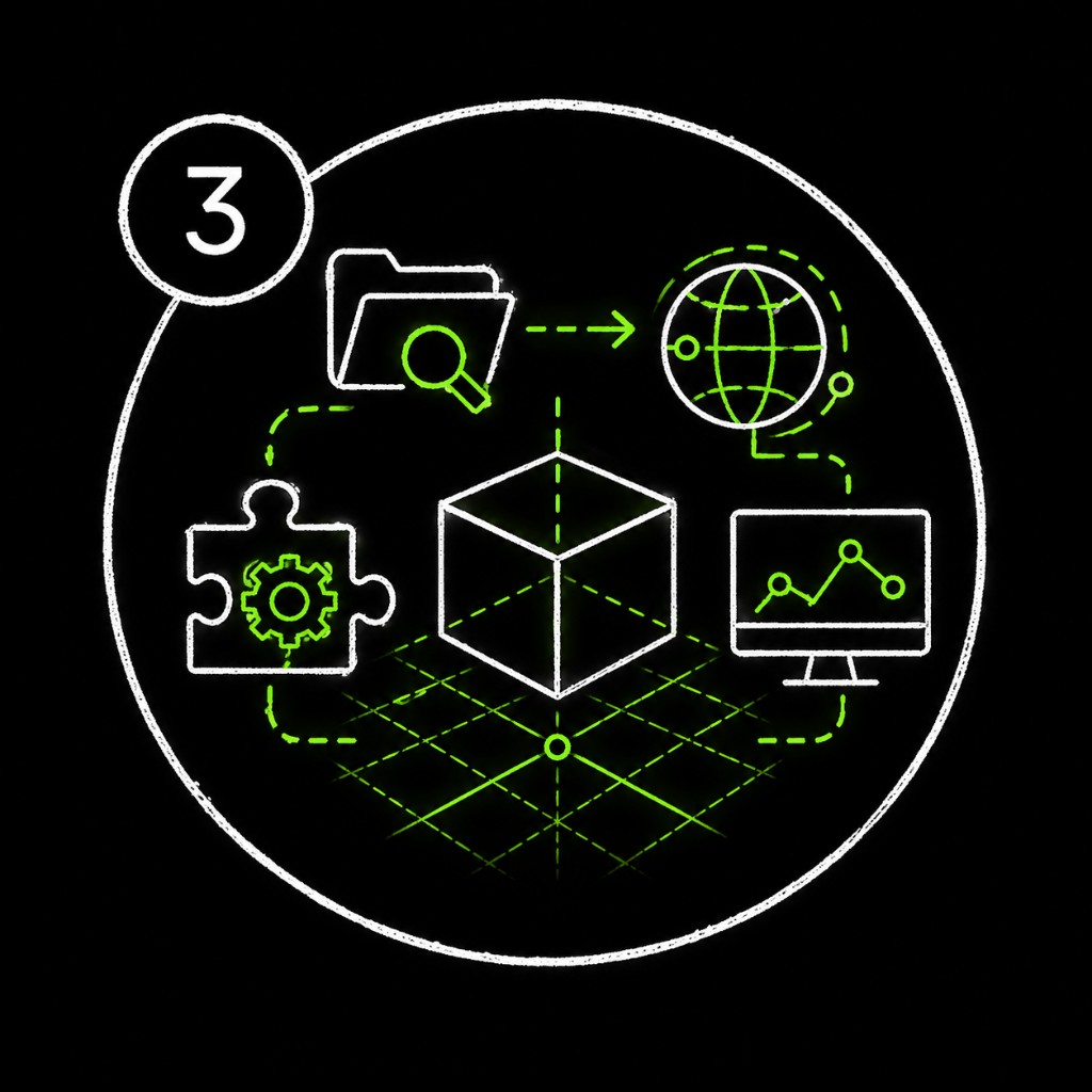 Course 3 icon representing an RTX-rendered, physics-enabled scene running inside Blender