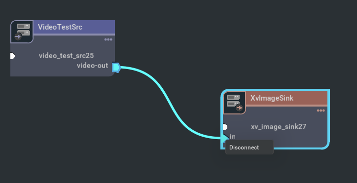 remove the connection from a video decoder to a video renderer using context menu