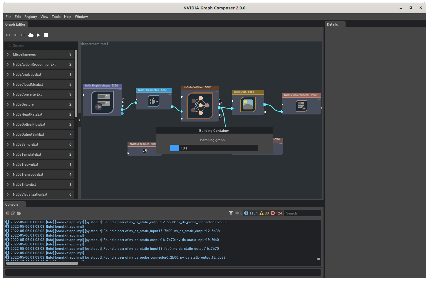 Graph Composer Container Builder Progress