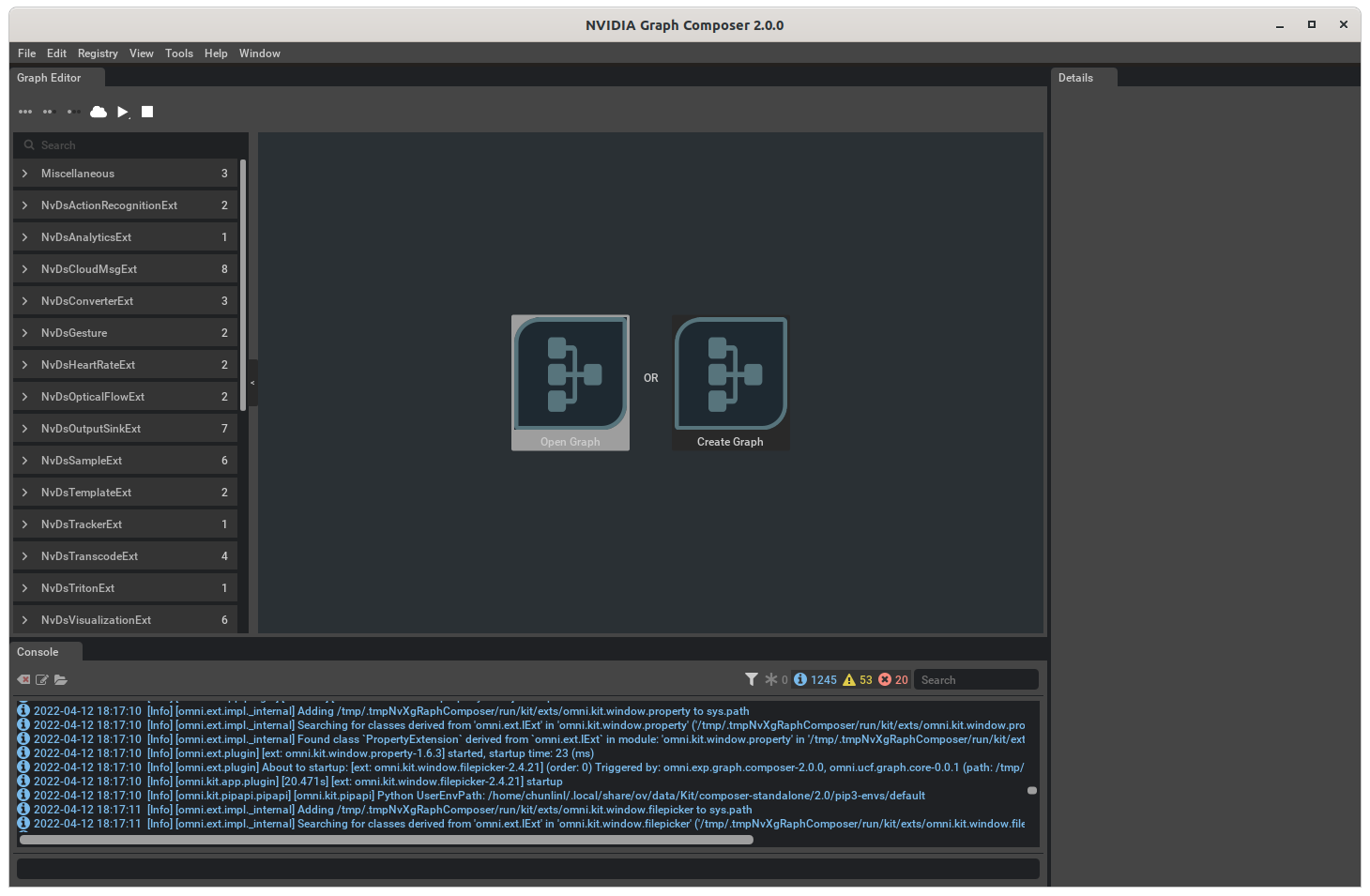 Graph Composer File Menu