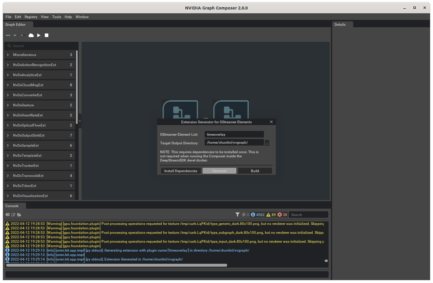 Graph Composer Extension Generator Dialog