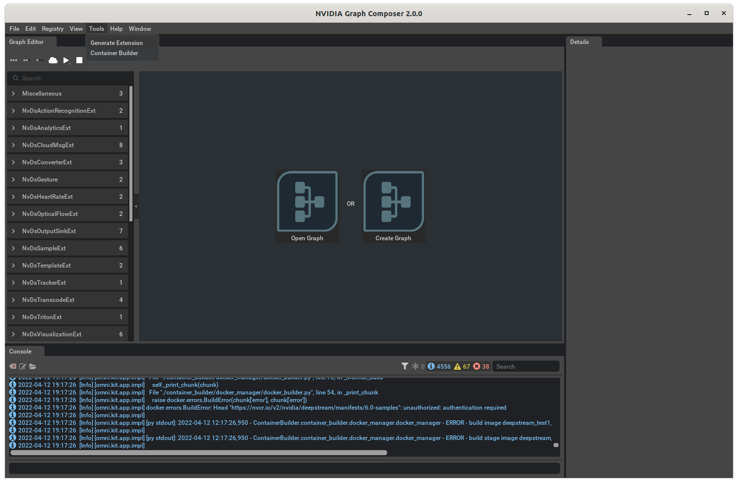 Graph Composer Tools Menu