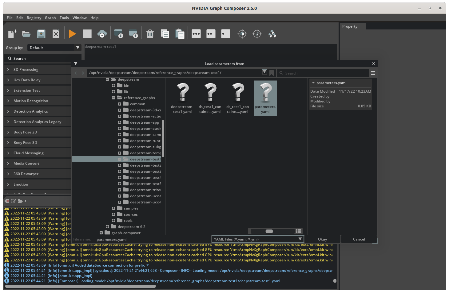 Graph Composer Load Parameters