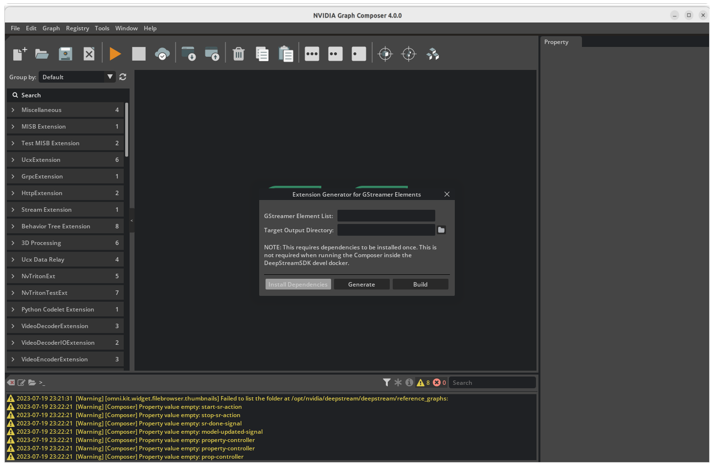 Graph Composer Extension Generator Dialog - Install Dependencies