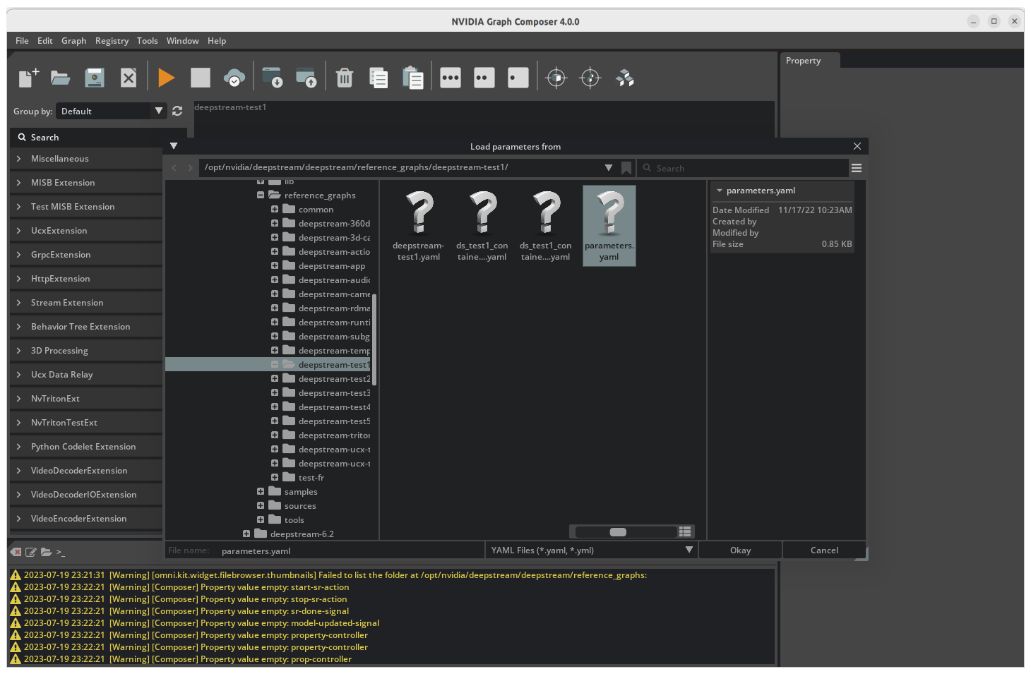 Graph Composer Load Parameters