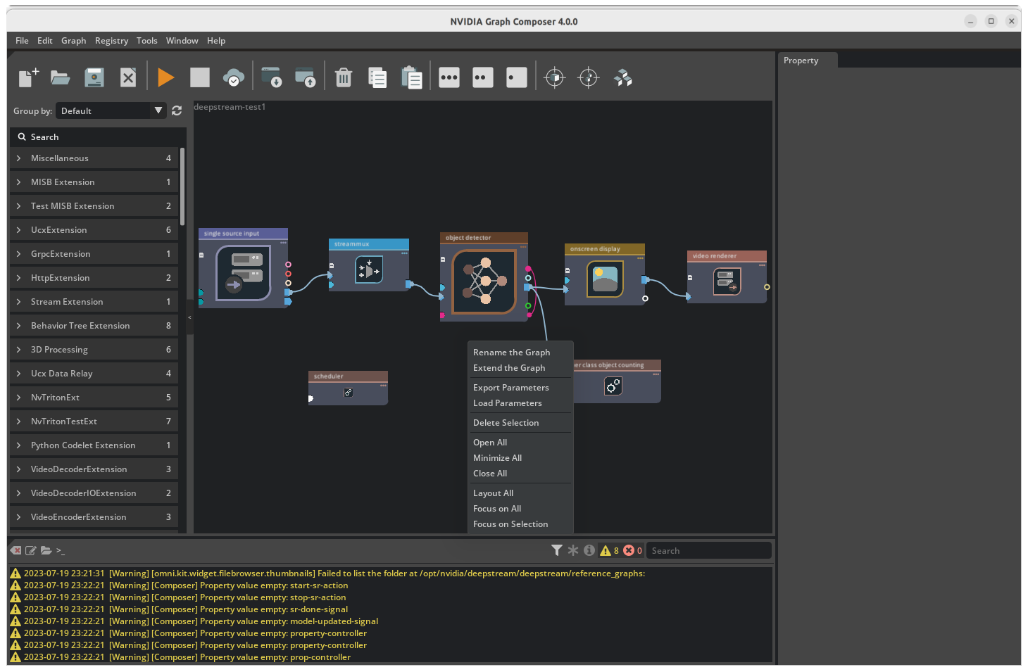 Graph Composer Load Parameters Menu