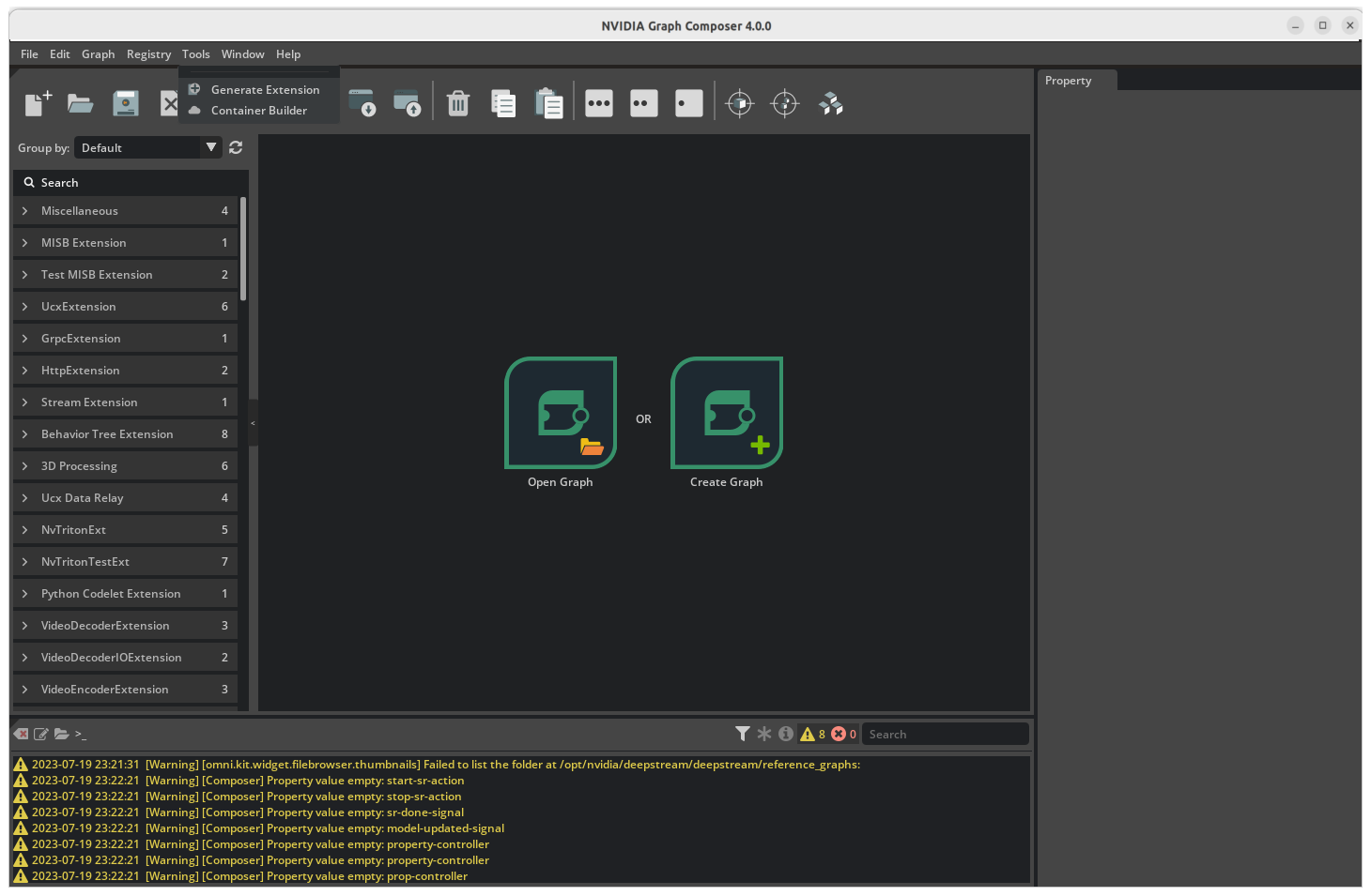 Graph Composer Tools Menu