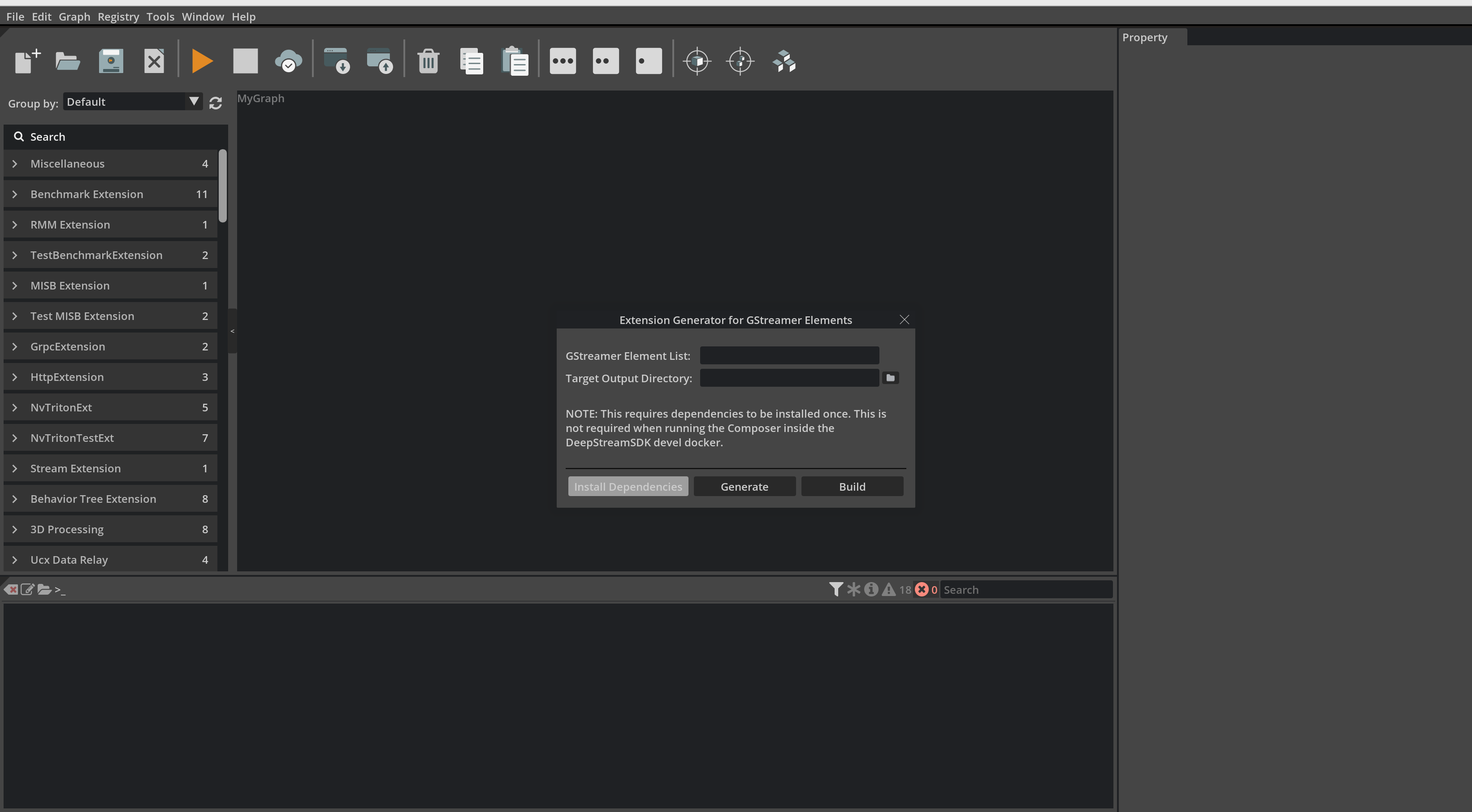 Graph Composer Extension Generator Dialog - Install Dependencies