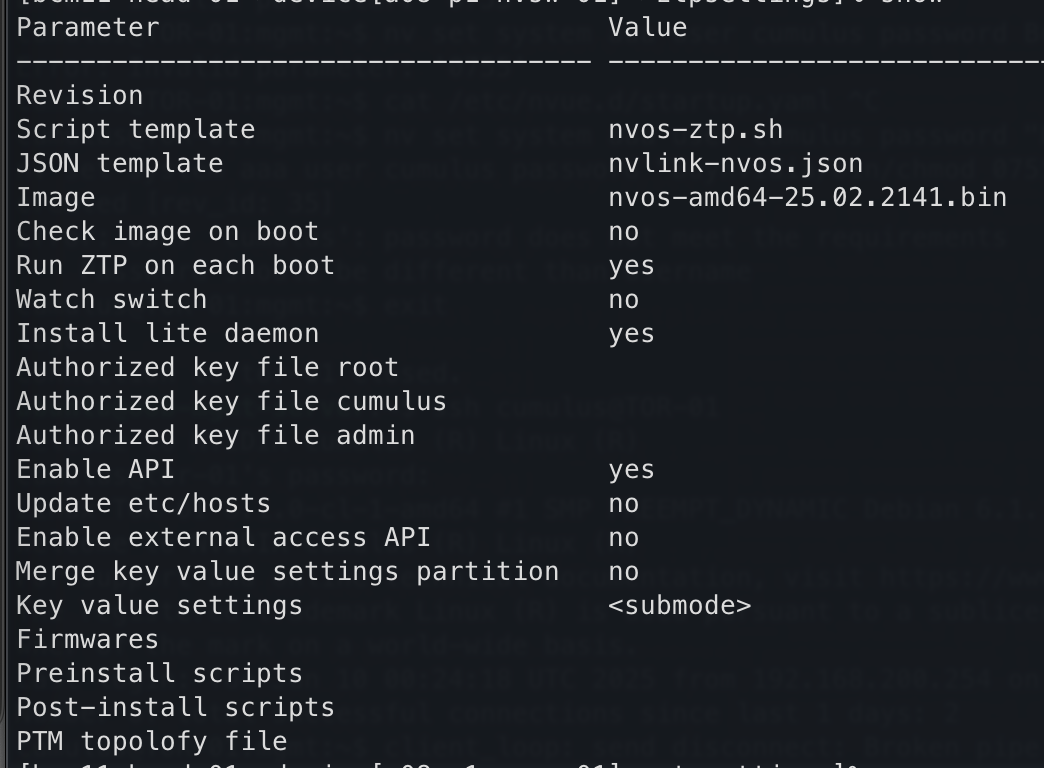 NVLink Switch ZTP Settings