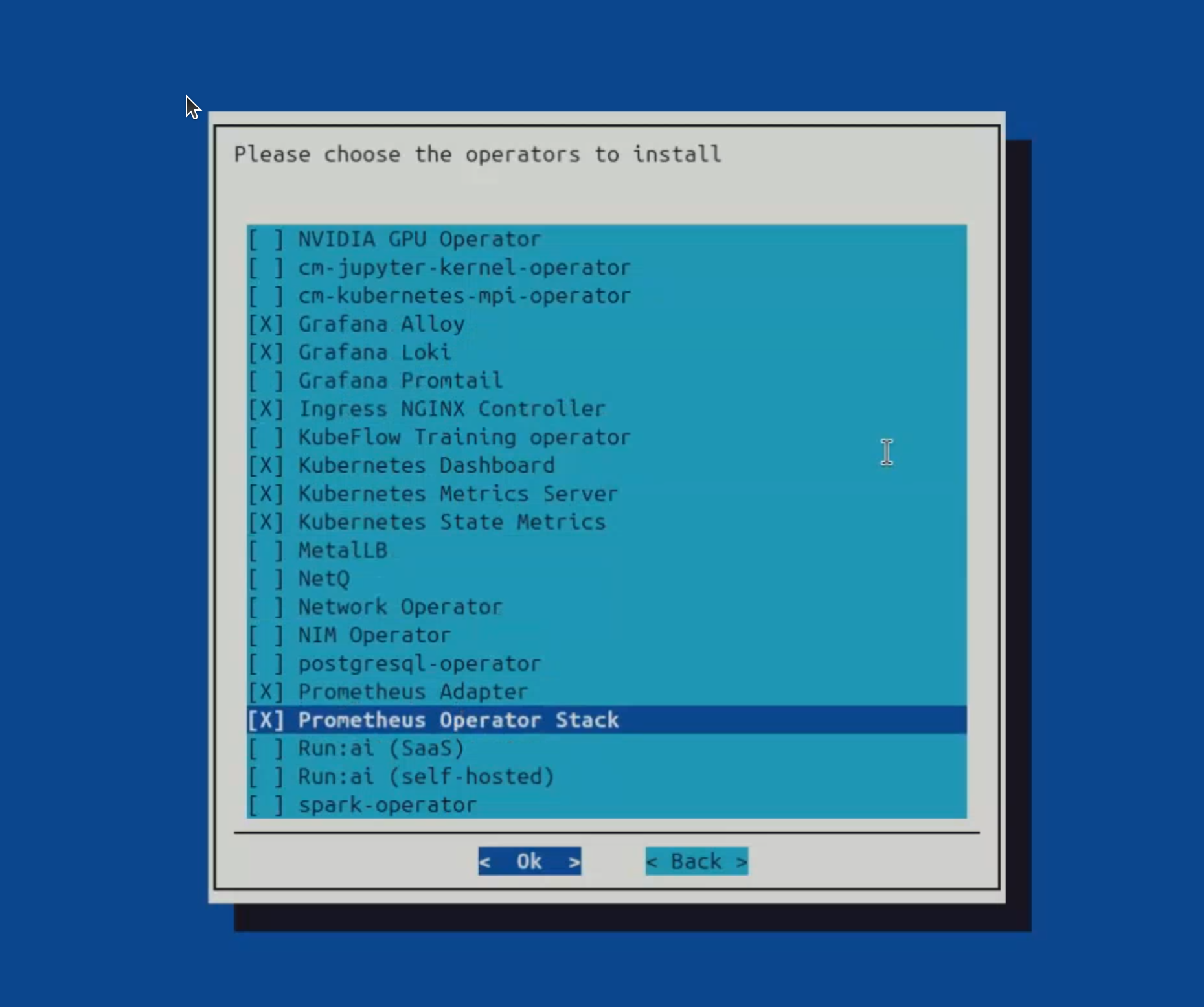 Example configuration of prerequisites for AJR installation in Mission Control.