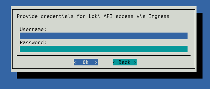 Optional fields to enter Loki API access credentials.