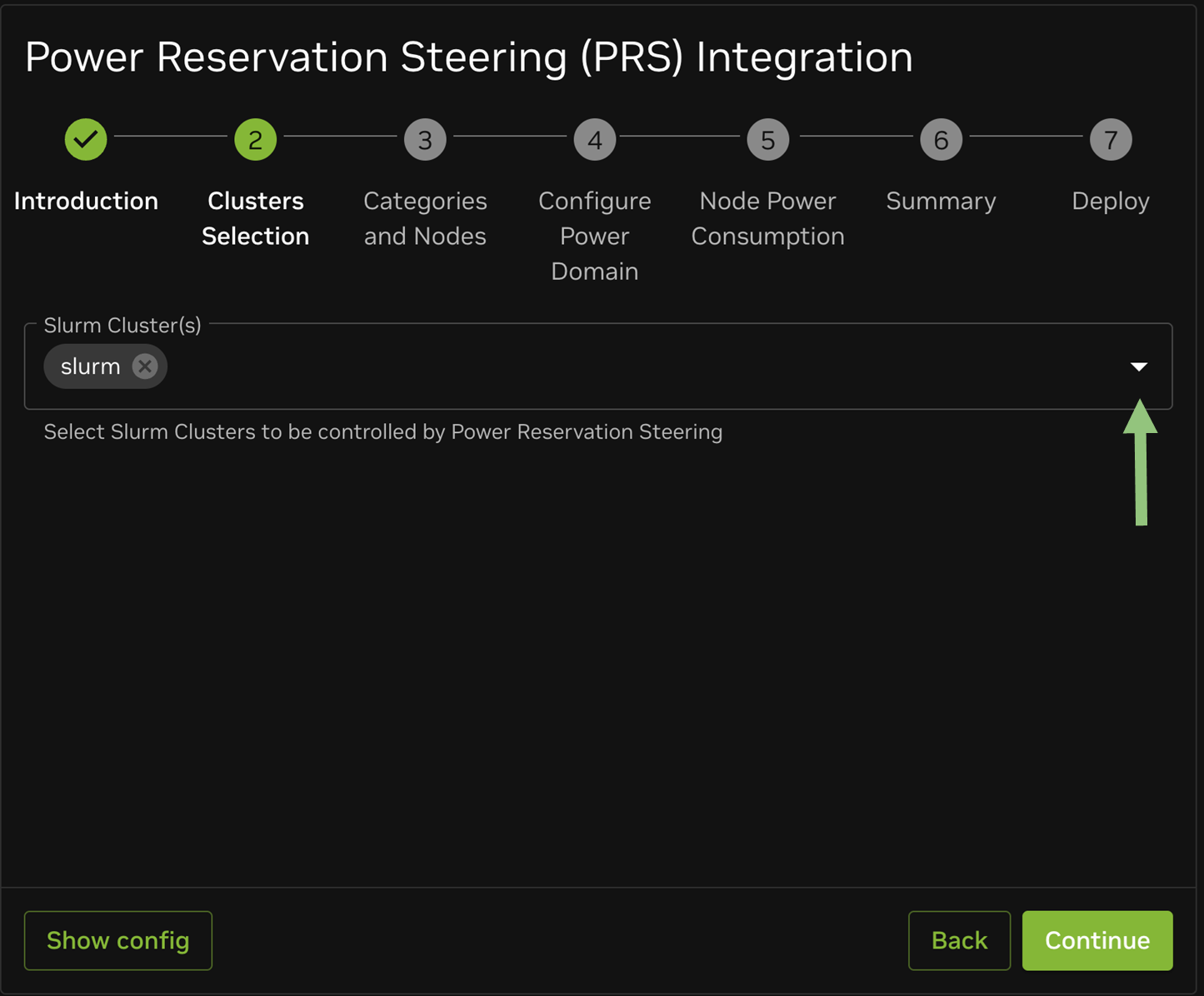 BaseView slurm integration interface showing the option to select a Slurm cluster